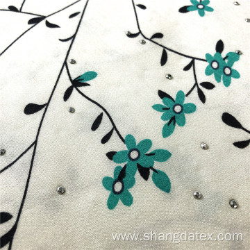 40S Rayon Satin Screen Printed With Fine Branches